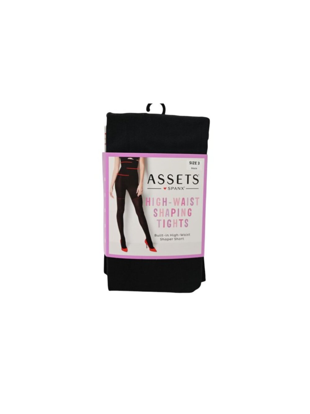 NIP Assets by Spanx High Waist Shaping Tights Sz 3 Black Opaque Tummy Control